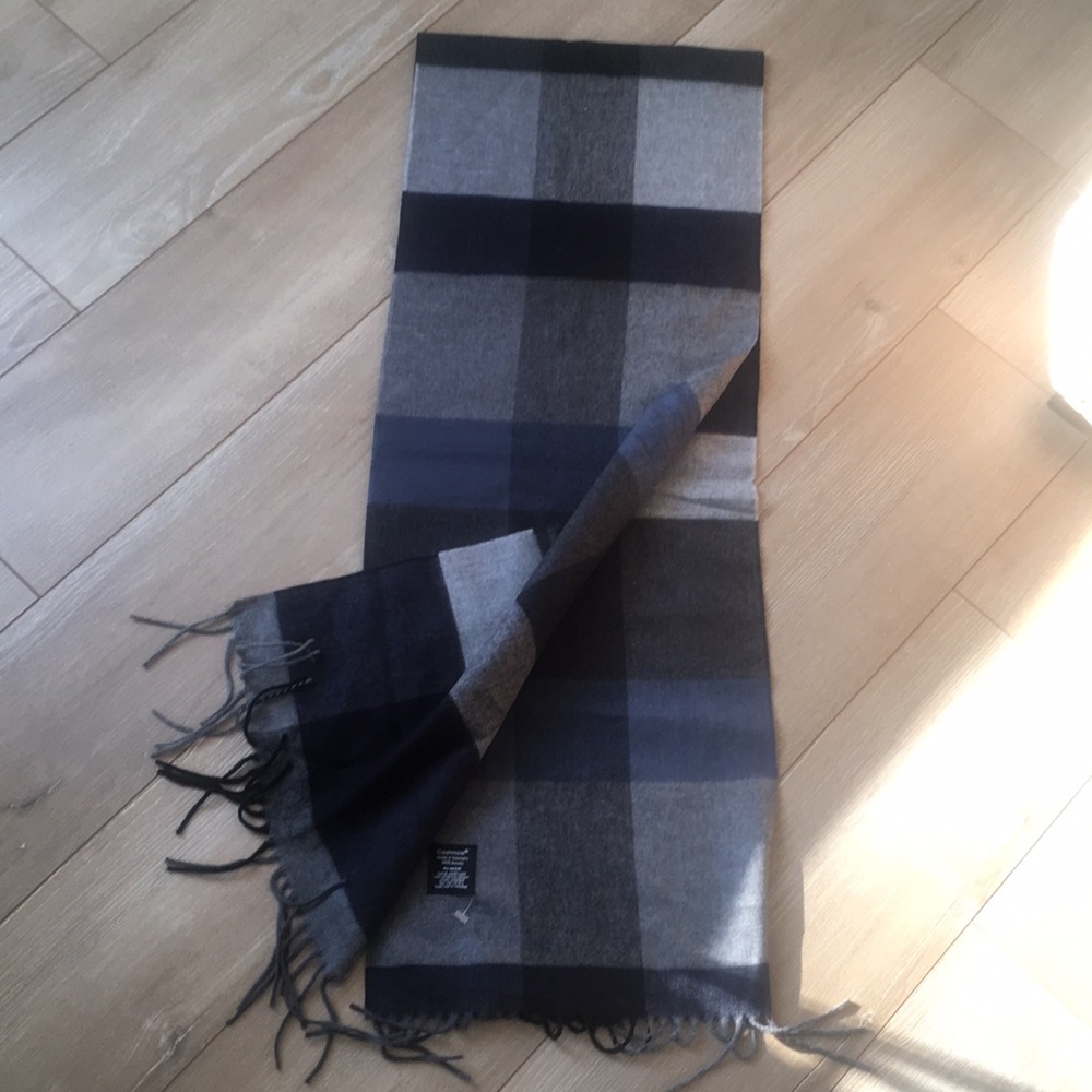 Ralph Lauren New Blue Gray Plaid Scarf